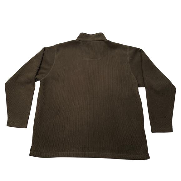 Charles River Apparel Sweater Men XL Ribbed Fleece Lined Quarter Zip Green Brown - Picture 3 of 7